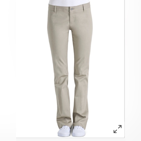 Dickies Girl Juniors' Dealer No Pocket Straight Leg Pants, Khaki - Picture 8 of 8